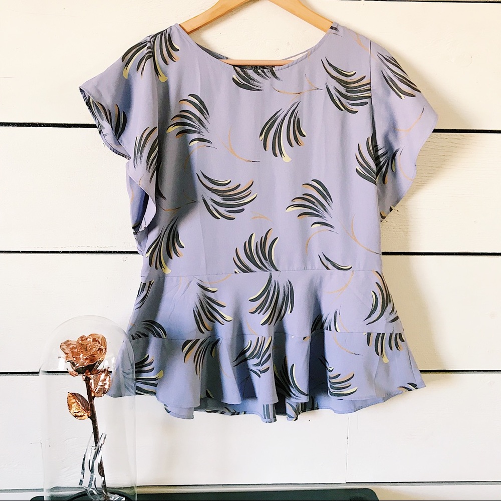 Ann Taylor Loft Periwinkle Tropical Peplum Top